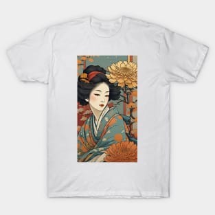 Japanese woman floral T-Shirt